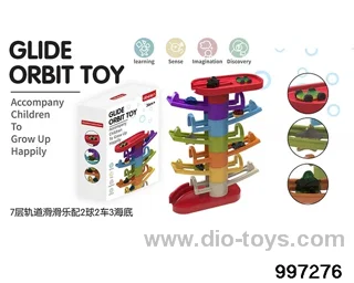 7 layers of track slide with 2 balls, 2 cars and 3 seabed in color box