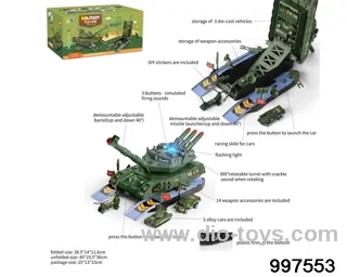 2 in 1 multifunctional deformational storage tank missile launcher with light and firing sounds