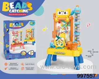 Musical beads catching game board game educational toy with lights - orange color