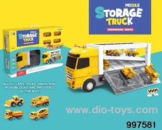 large-sized inertial storage container truck parking lot with sounds and lights