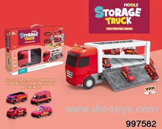 large-sized inertial storage container truck parking lot with sounds and lights