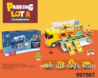 2 in 1 inertial deformational container truck moving engineering parking lot with sounds and lights