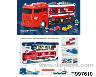 Euro-style shortheaded red inertial truck with catapult track with sound and light