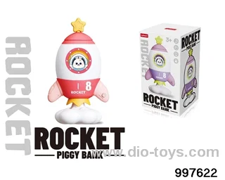 Rocket piggy bank (red rabbit with light)