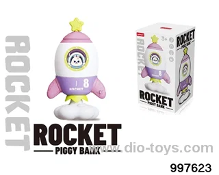 Rocket piggy bank (blue rabbit with light)