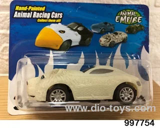 Inertia/return animal sports car - white lion in Blister card