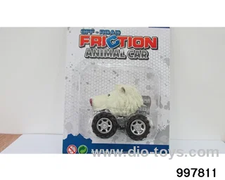 Inertia/return animal cart - white lion in Blister card