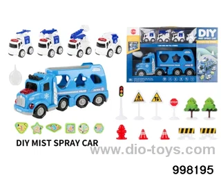 Spray container truck with friction car