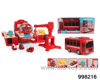 Sound and light story car with 4pcs pull back alloy car