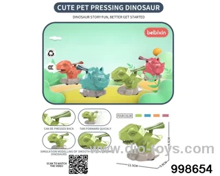 Cute pet pressing dinosaur