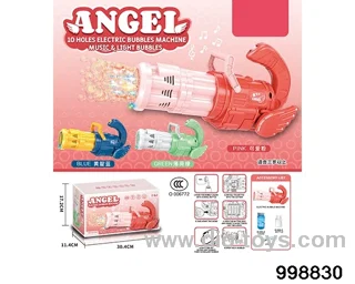 Angel Gatlin electric 10-hole automatic water absorption light music bubble machine in color box