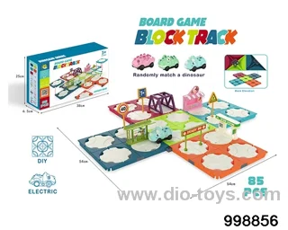 Building block electric track (dinosaur car, 85PCS) in color box