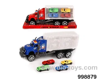 Inertia trailer with 4 racing cars in PVC cover