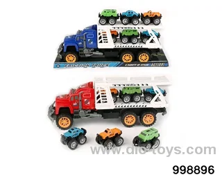 Inertia tractor towing 6 large wheeled vehicles (double deck) in PVC cover