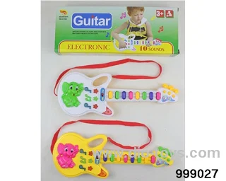Cartoon music guitar in color box