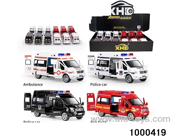 12pcs 1:32 pull back alloy car with light&sound