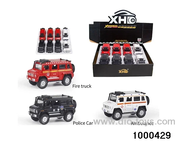 8pcs 1:24 pull back alloy car with light&sound