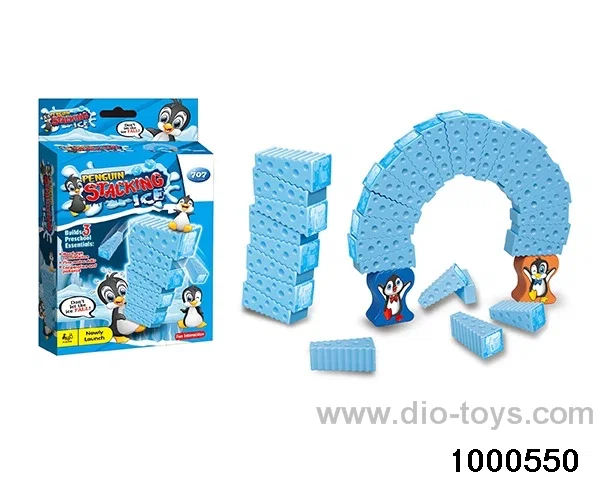 Penguins fold ice in color box