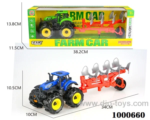 An inertial off-road farmer hauls a plow
