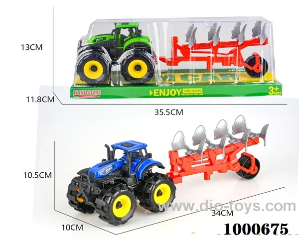An inertial off-road farmer hauls a plow