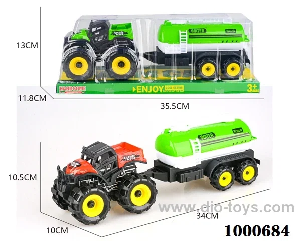 Inertial all-terrain farmer's truck tows water tanks