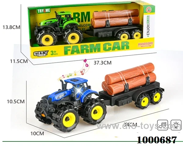 Lights and Music inertia off-road farmer car towed wooden strips
