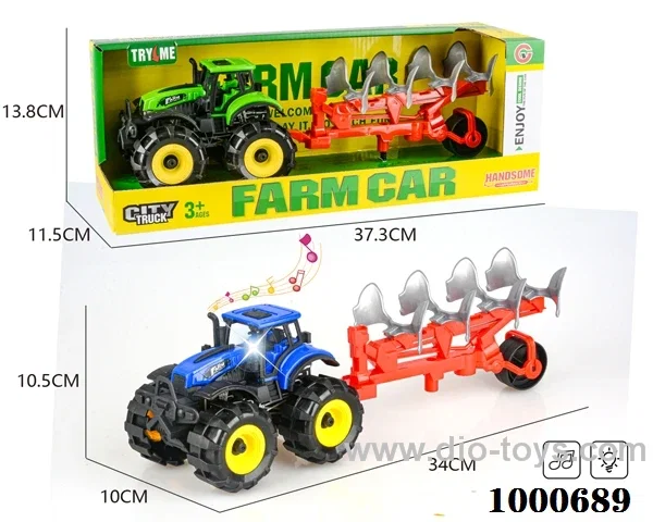 Lights and music inertia off-road farmer car towing plow car