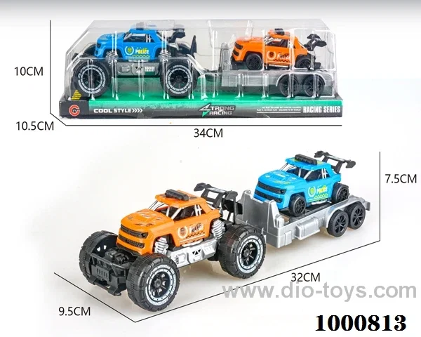 Small inertial skeleton off-road pickup truck police car carrying a rebound pickup truck police car