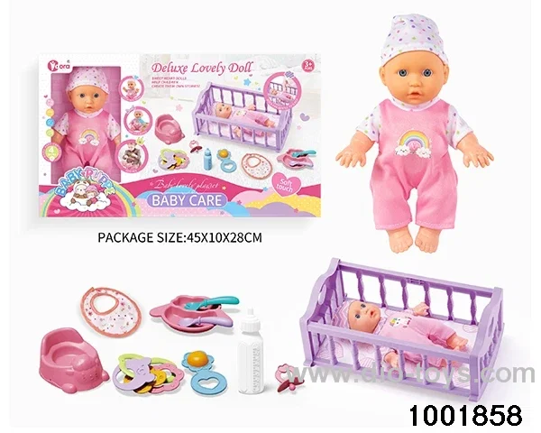 4-tone 9-inch doll rocking bed suit in window box