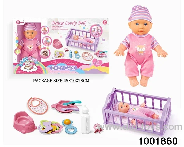 4-tone 9-inch doll rocking bed suit in window box