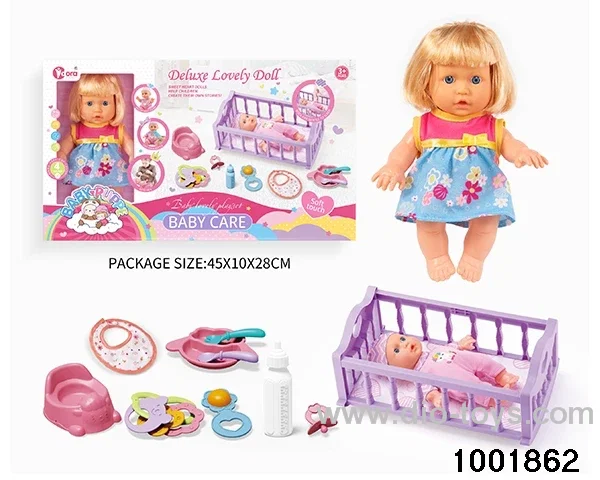 4-tone 9-inch doll rocking bed suit in window box