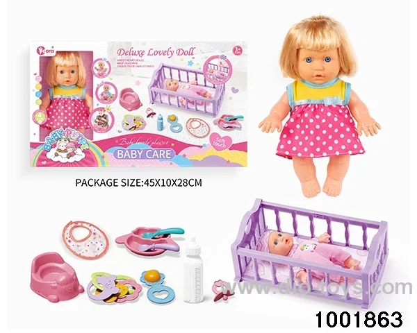 4-tone 9-inch doll rocking bed suit in window box