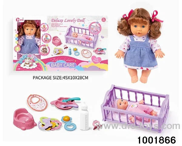 4-tone 9-inch doll rocking bed suit in window box