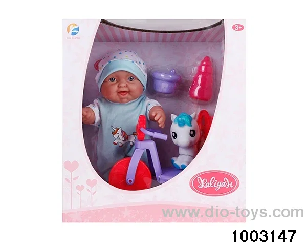 10-inch doll with bicycle in window box