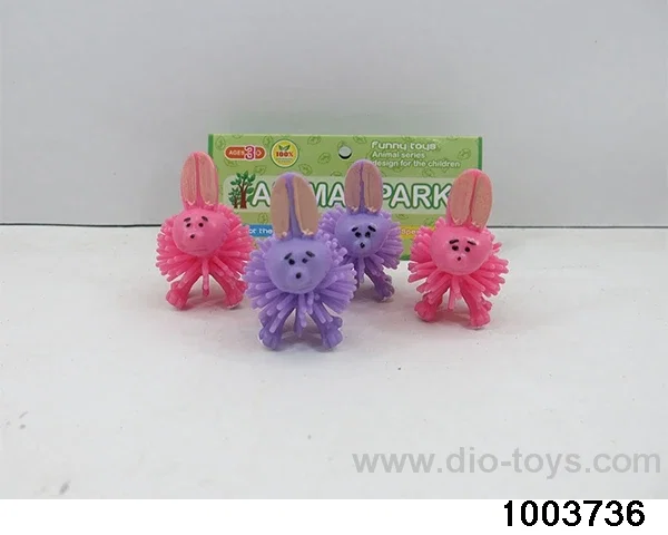 Colored burr rabbit in PP bag with header
