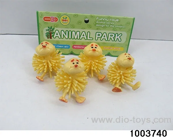 Pink and yellow burred chicken in PP bag with header