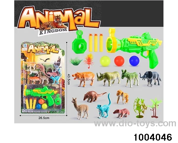 Soft bullet gun+animal combination in Blister card