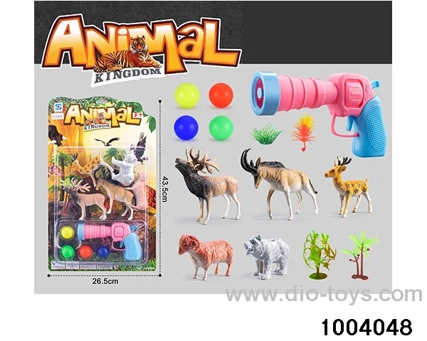 Elastic table tennis gun+animal combination in Blister card