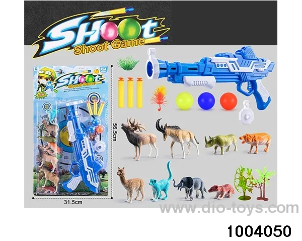 Soft bullet gun+animal combination in Blister card