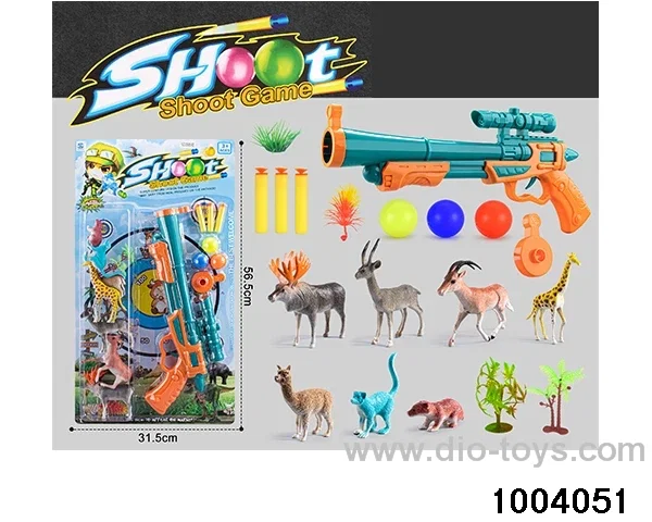 Soft bullet gun+animal combination in Blister card