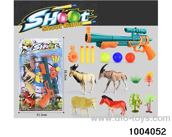 Soft bullet gun+animal combination in Blister card
