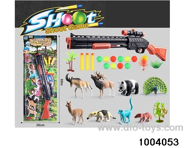 Soft bullet gun+animal combination in Blister card