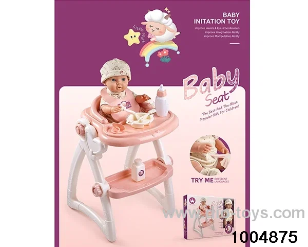 High foot dining table chair (with 16 inch doll) in window box