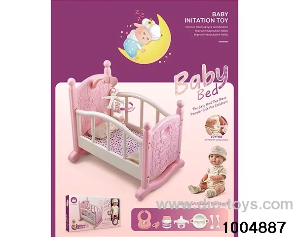 Single layer baby bed (with 16 inch doll) in window box