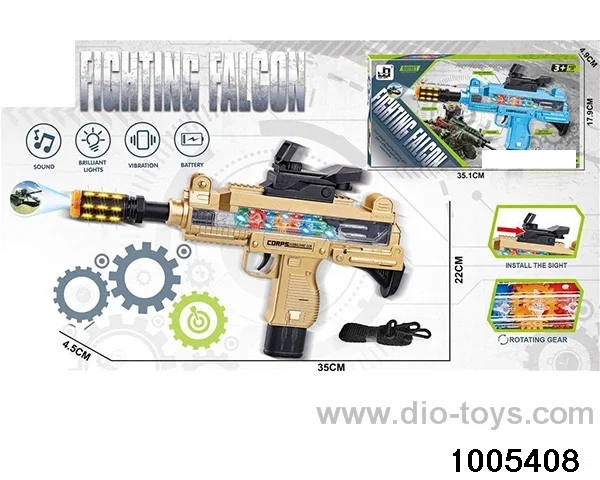 Electric gun barrel telescopic gear rotation Uzi submachine gun (including harness) in color box