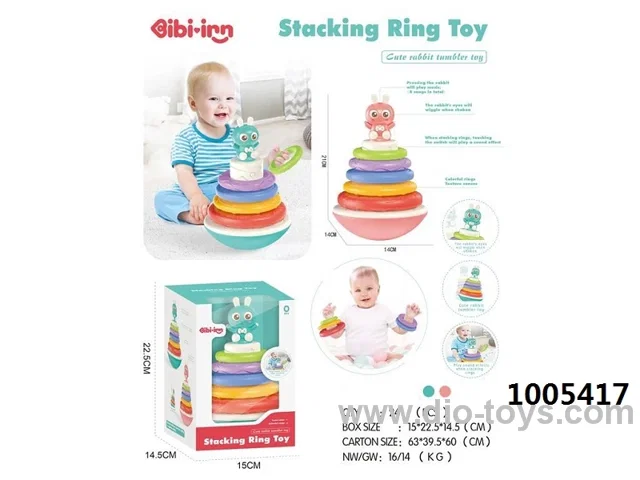Stacking ring toy in window box