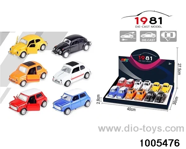 1: 36 beetle \/ mini \/ Fiat500 simulation alloy car (return force \/ door opening \/ mixed loading of three models) whole box price in display box