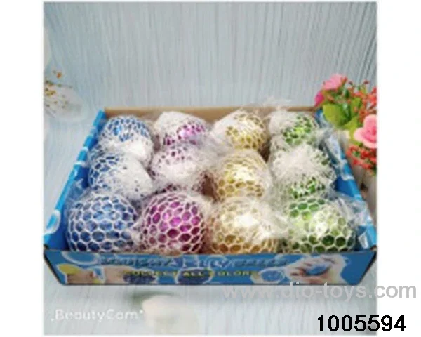Gold powder colored beads grape ball vent toys in display box