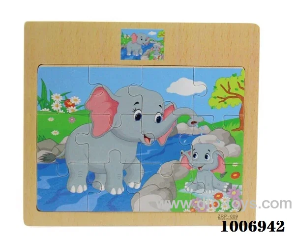 12 pcs wooden puzzle in Plastic film