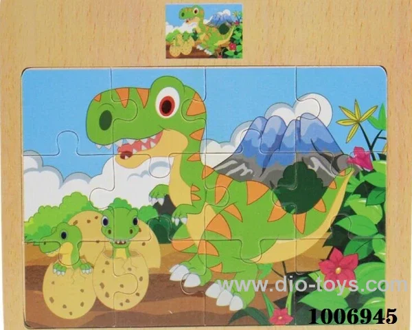 12 pcs wooden puzzle in Plastic film